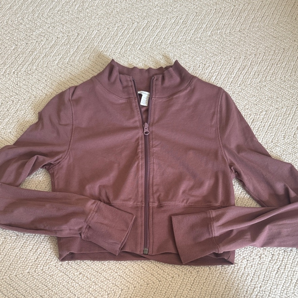 Women's Mauve Cropped Zip-Front Jacket